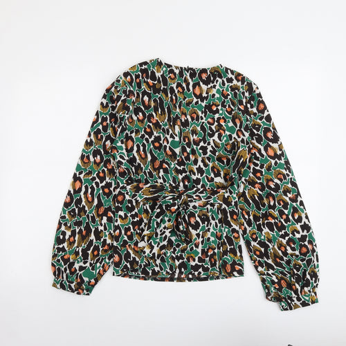 Girl in Mind Womens Multicoloured Animal Print Polyester Basic Blouse Size 8 Boat Neck
