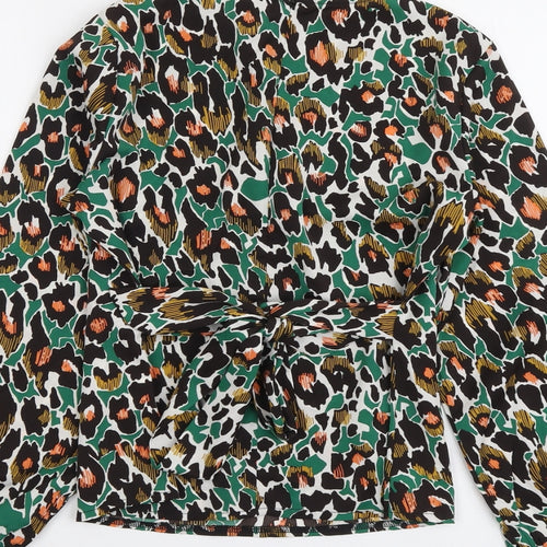 Girl in Mind Womens Multicoloured Animal Print Polyester Basic Blouse Size 8 Boat Neck