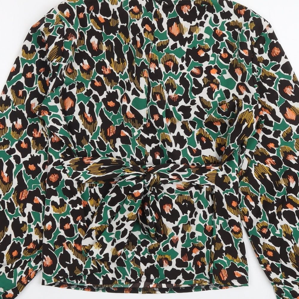 Girl in Mind Womens Multicoloured Animal Print Polyester Basic Blouse Size 8 Boat Neck