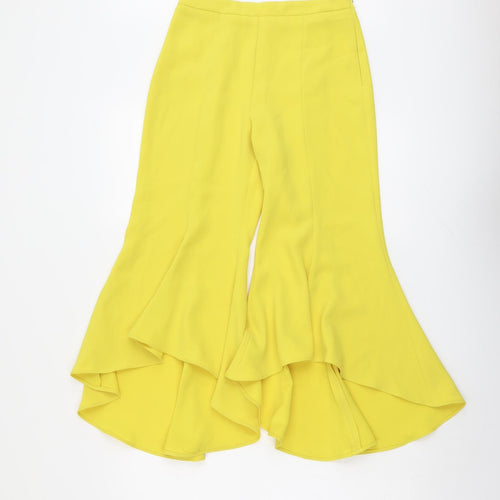 River Island Womens Yellow Polyester Trousers Size 6 L21 in Regular Zip