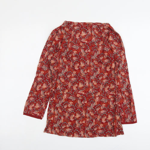 RJR.John Rocha Womens Red Geometric Cotton Basic Blouse Size 8 Scoop Neck