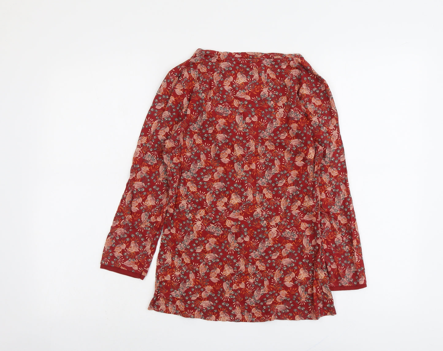 RJR.John Rocha Womens Red Geometric Cotton Basic Blouse Size 8 Scoop Neck