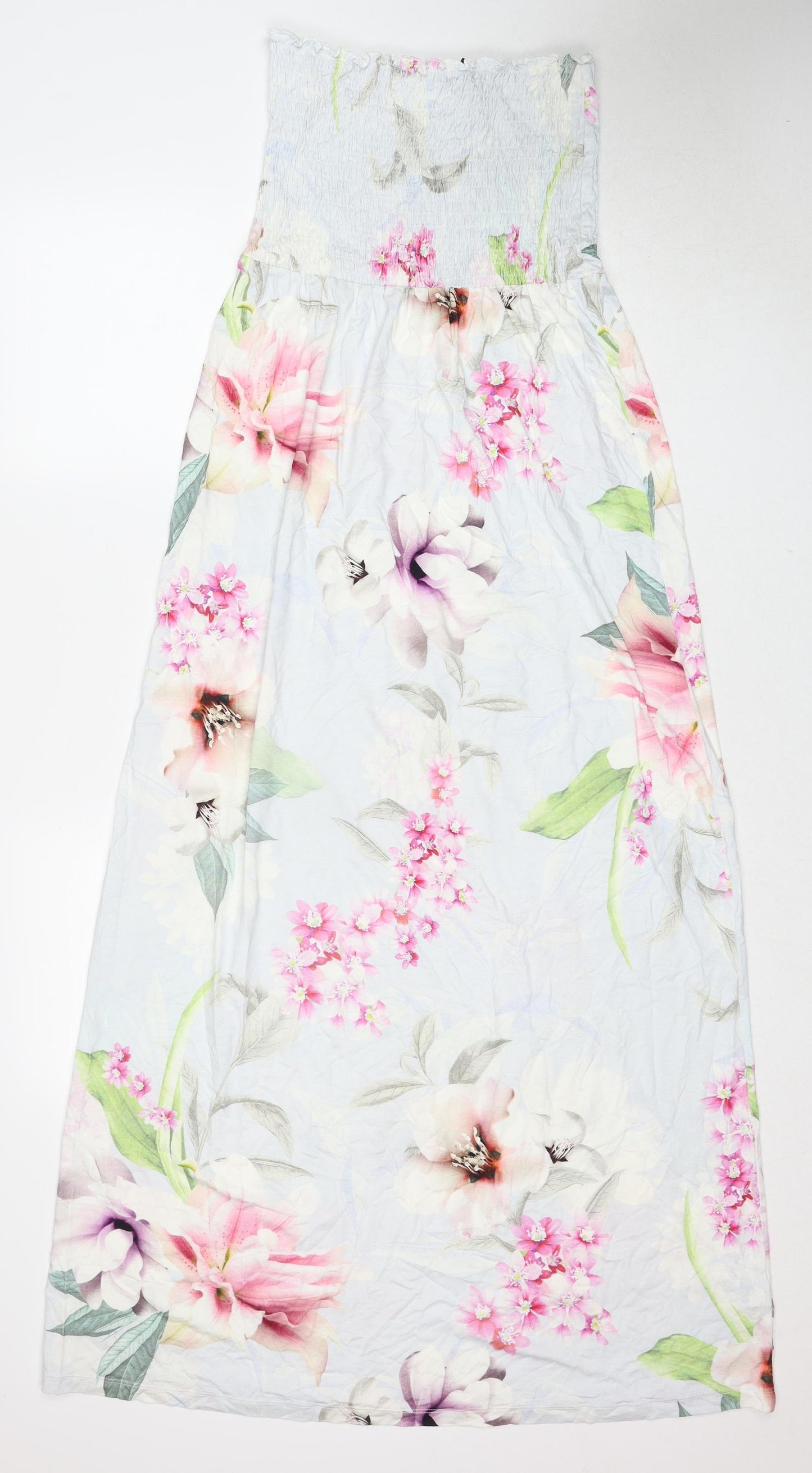 Lipsy Womens White Floral Viscose Maxi Size 12 Off the Shoulder Pullover