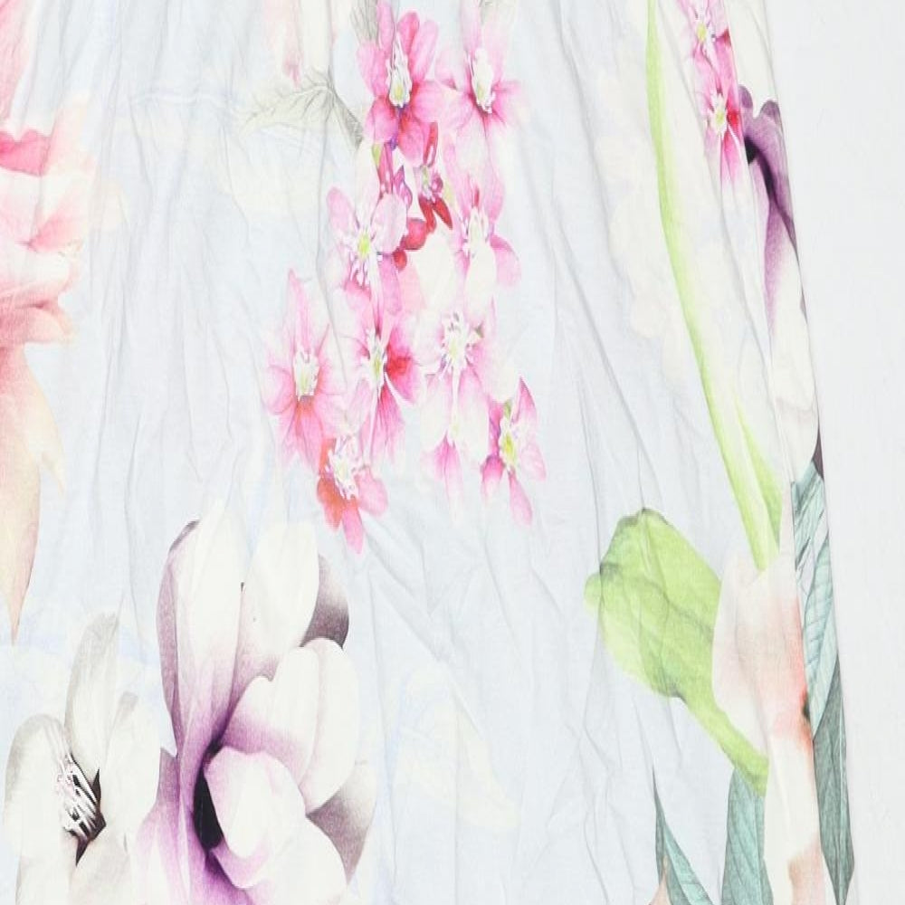 Lipsy Womens White Floral Viscose Maxi Size 12 Off the Shoulder Pullover