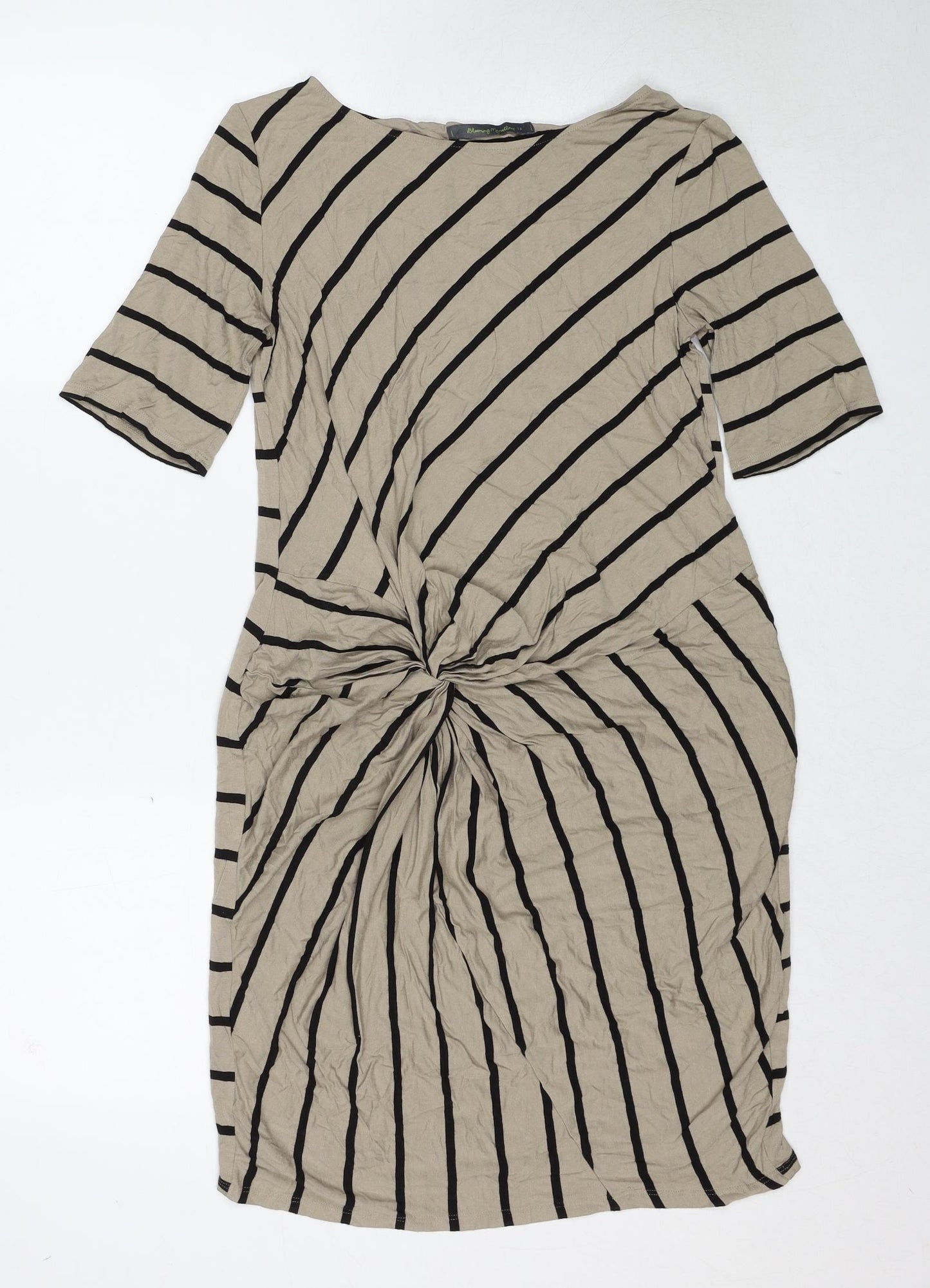 Blooming Marvellous Womens Beige Striped Viscose Shift Size 12 Round Neck Pullover