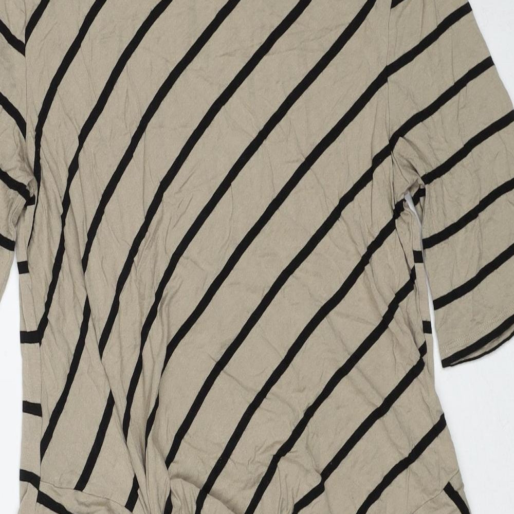 Blooming Marvellous Womens Beige Striped Viscose Shift Size 12 Round Neck Pullover
