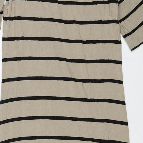 Blooming Marvellous Womens Beige Striped Viscose Shift Size 12 Round Neck Pullover