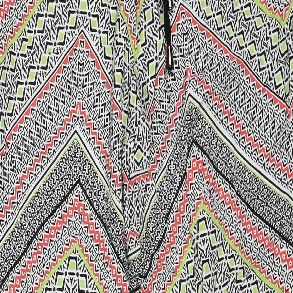 New Look Womens Multicoloured Geometric Viscose Trousers Size 12 Regular Drawstring
