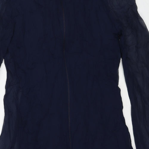 French Connection Womens Blue Floral Silk A-Line Size 10 Round Neck Zip