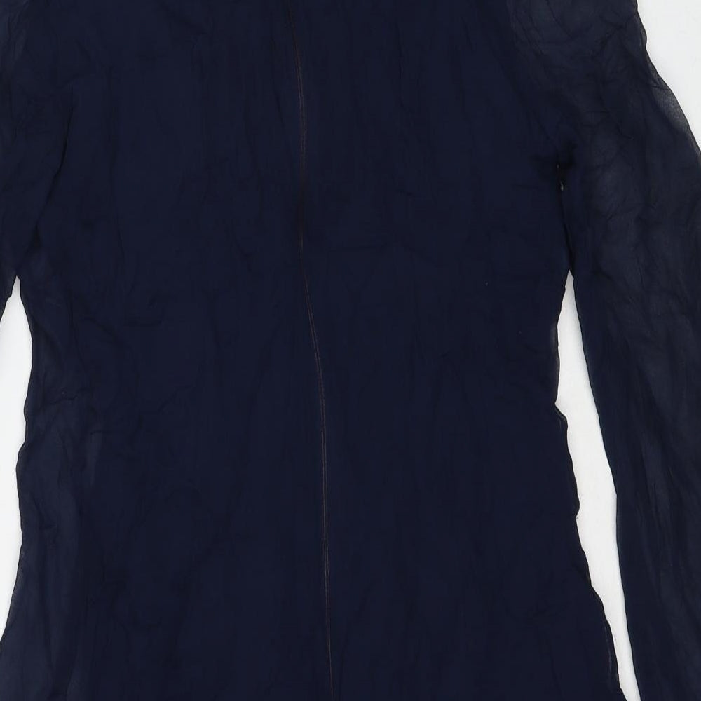 French Connection Womens Blue Floral Silk A-Line Size 10 Round Neck Zip