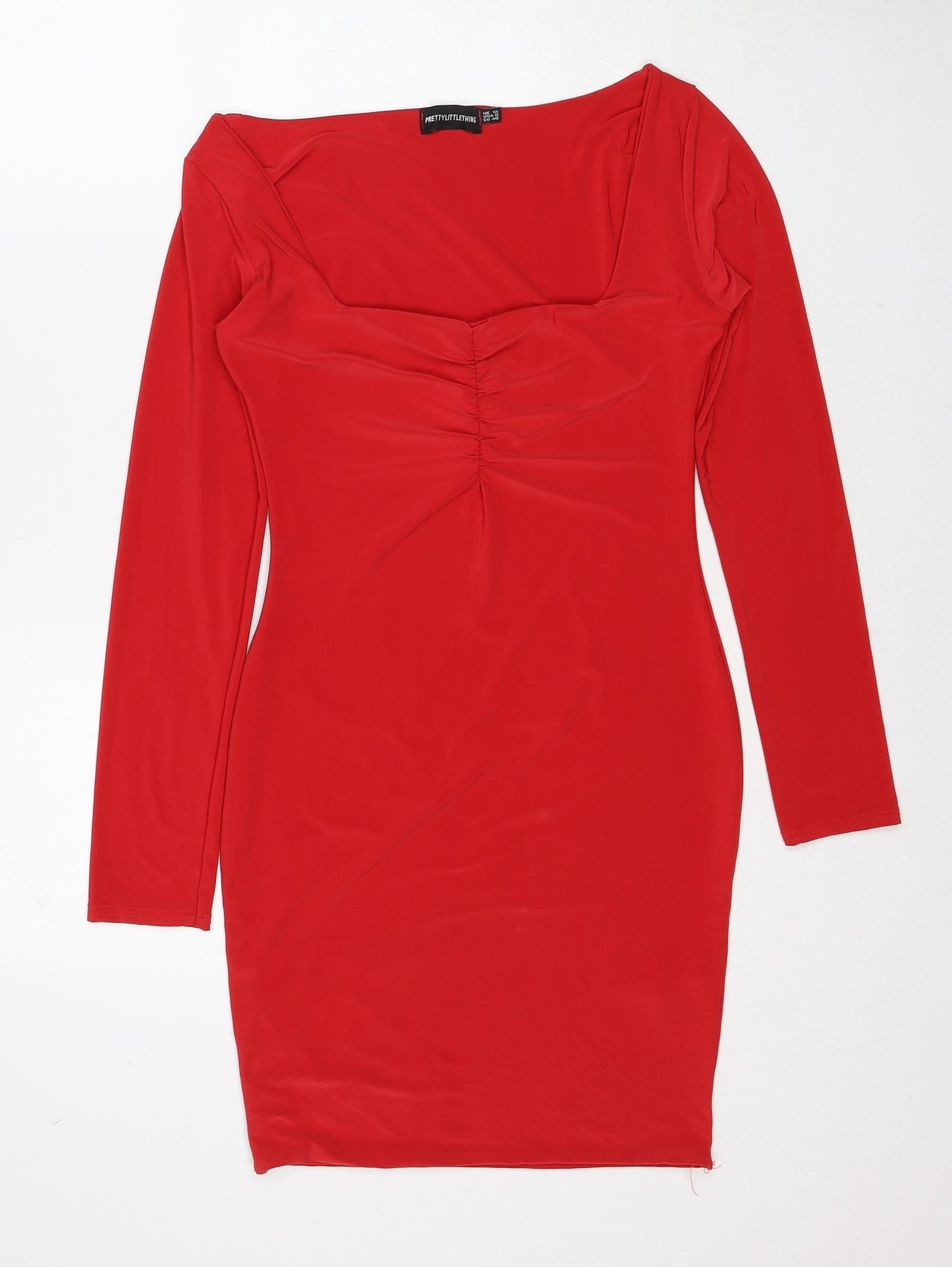 PRETTYLITTLETHING Womens Red Polyester Bodycon Size 12 Sweetheart Pullover