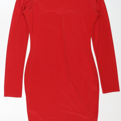 PRETTYLITTLETHING Womens Red Polyester Bodycon Size 12 Sweetheart Pullover