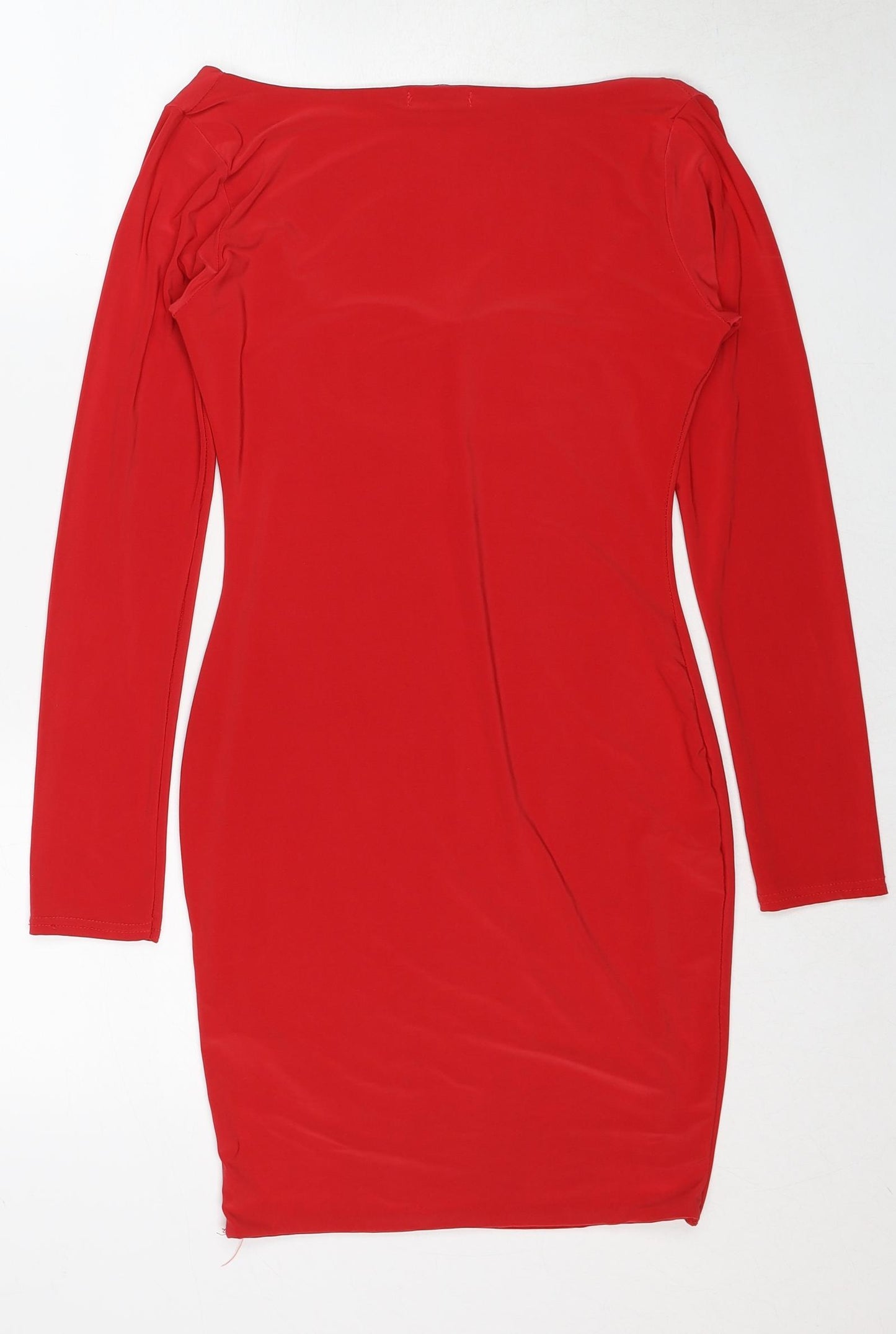 PRETTYLITTLETHING Womens Red Polyester Bodycon Size 12 Sweetheart Pullover