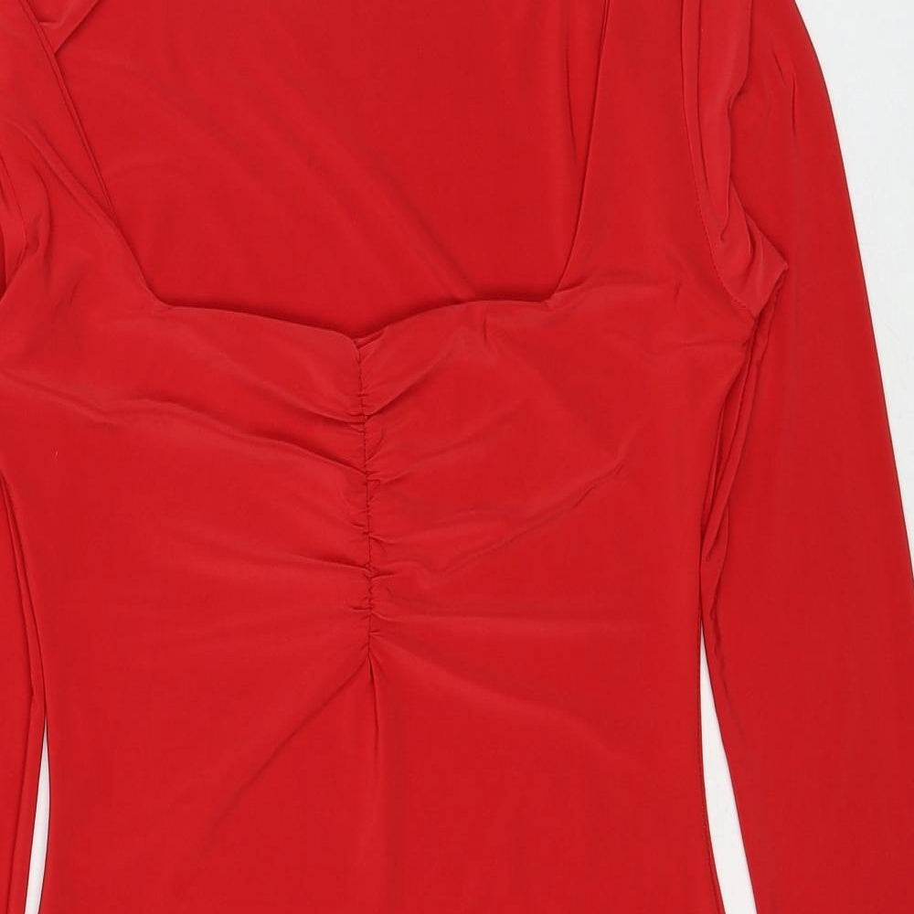 PRETTYLITTLETHING Womens Red Polyester Bodycon Size 12 Sweetheart Pullover