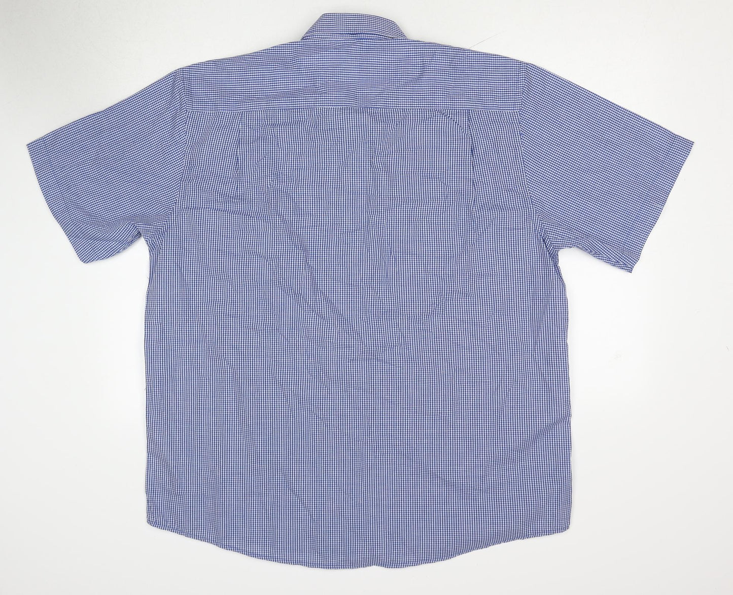 Pierre Cardin Mens Blue Check Cotton Button-Up Size 3XL Collared Button