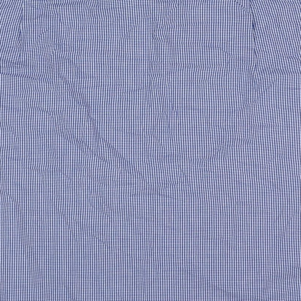 Pierre Cardin Mens Blue Check Cotton Button-Up Size 3XL Collared Button