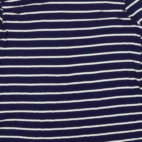 Cable & Gauge Womens Blue Striped Viscose Basic Blouse Size M Boat Neck