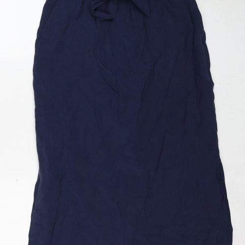 Monsoon Womens Blue Viscose A-Line Skirt Size 14 Zip