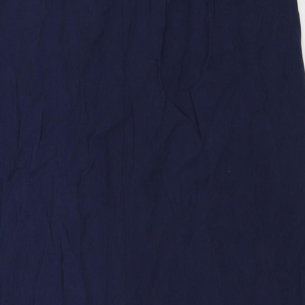 Monsoon Womens Blue Viscose A-Line Skirt Size 14 Zip
