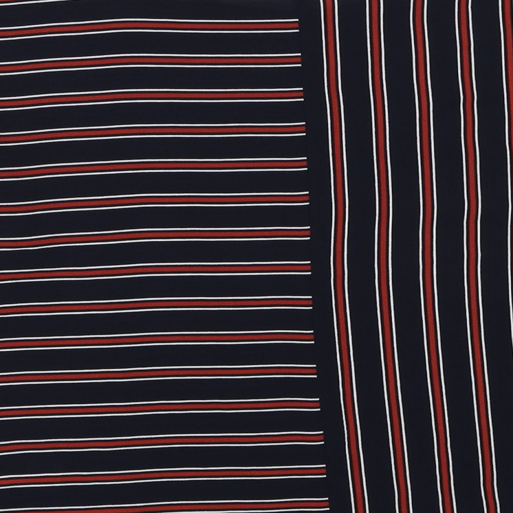Marks and Spencer Womens Black Striped Polyester Basic T-Shirt Size 10 Round Neck