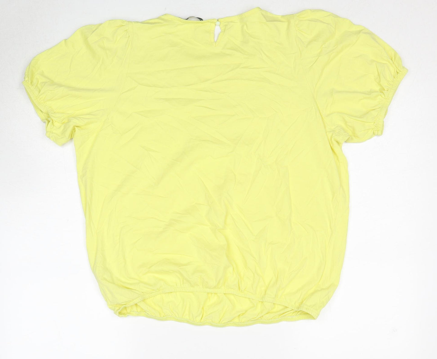 Very Womens Yellow Cotton Basic T-Shirt Size 16 Round Neck