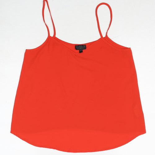 Topshop Womens Red Polyester Basic Tank Size 10 V-Neck