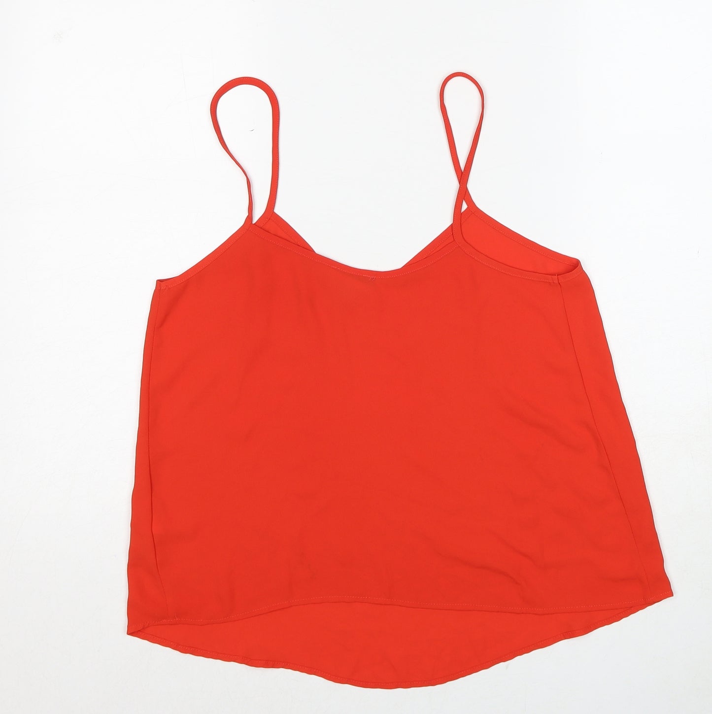 Topshop Womens Red Polyester Basic Tank Size 10 V-Neck