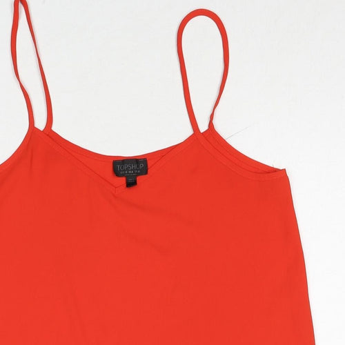 Topshop Womens Red Polyester Basic Tank Size 10 V-Neck