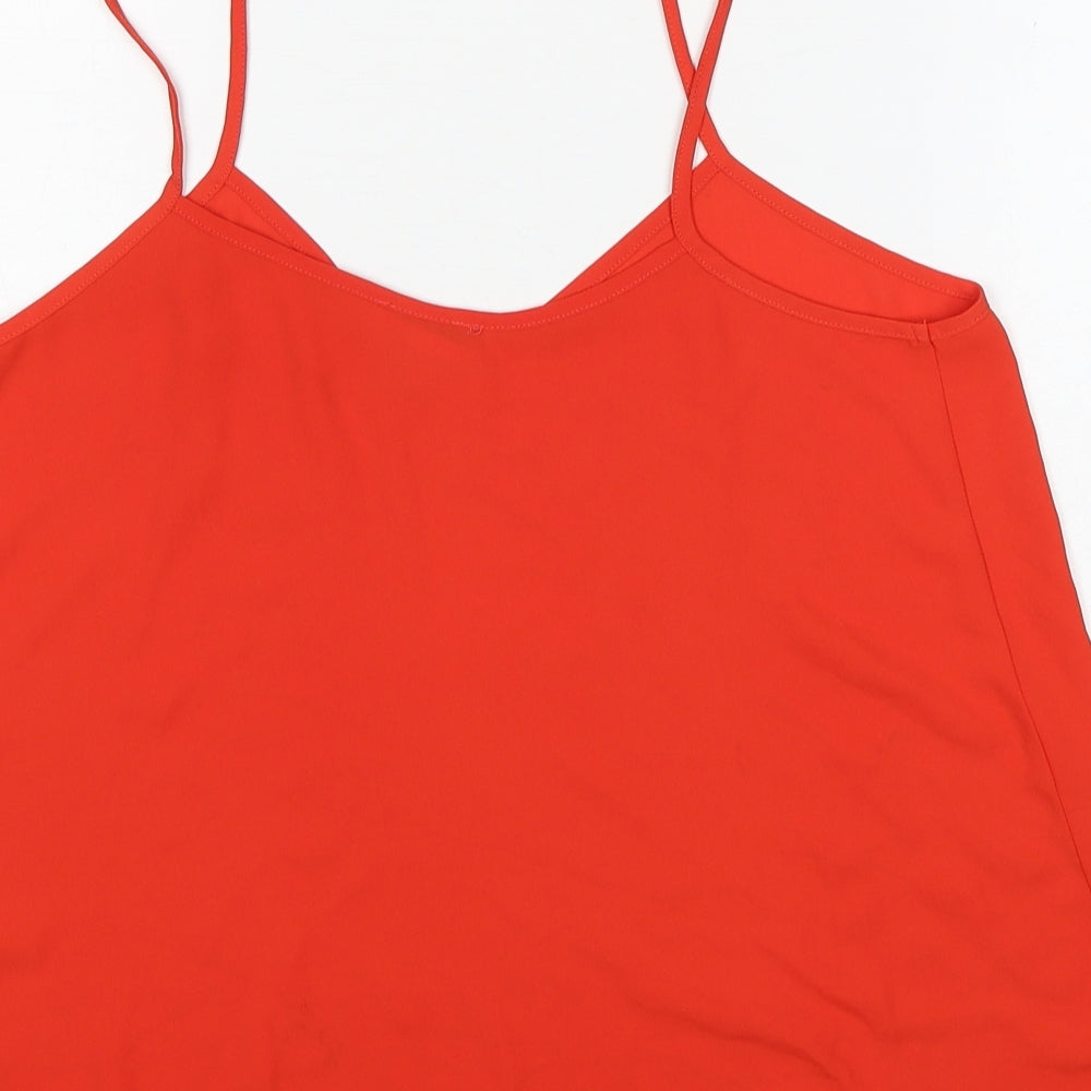 Topshop Womens Red Polyester Basic Tank Size 10 V-Neck