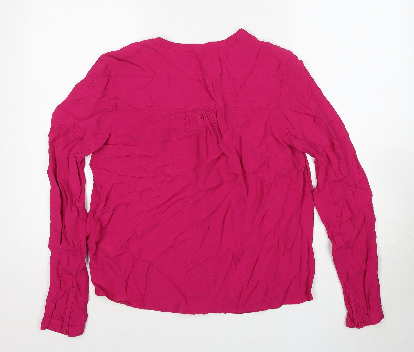 John Lewis Womens Pink Viscose Basic Button-Up Size 14 V-Neck
