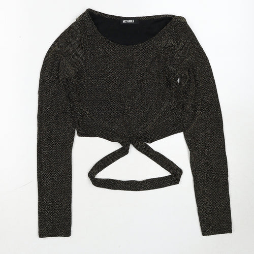 Missguided Womens Gold Round Neck Geometric Polyester Pullover Jumper Size 8