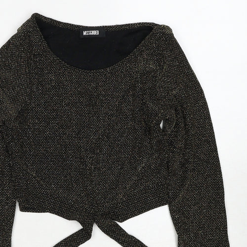 Missguided Womens Gold Round Neck Geometric Polyester Pullover Jumper Size 8