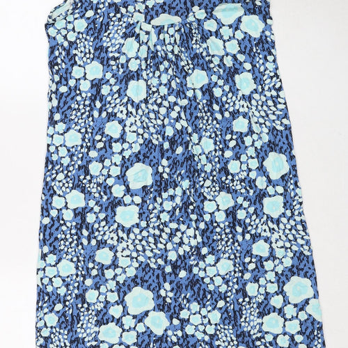 Laura Torelli collection Womens Blue Geometric Viscose A-Line Size S Round Neck Pullover