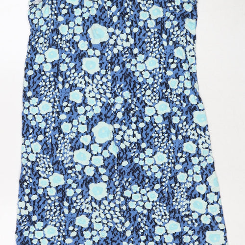 Laura Torelli collection Womens Blue Geometric Viscose A-Line Size S Round Neck Pullover