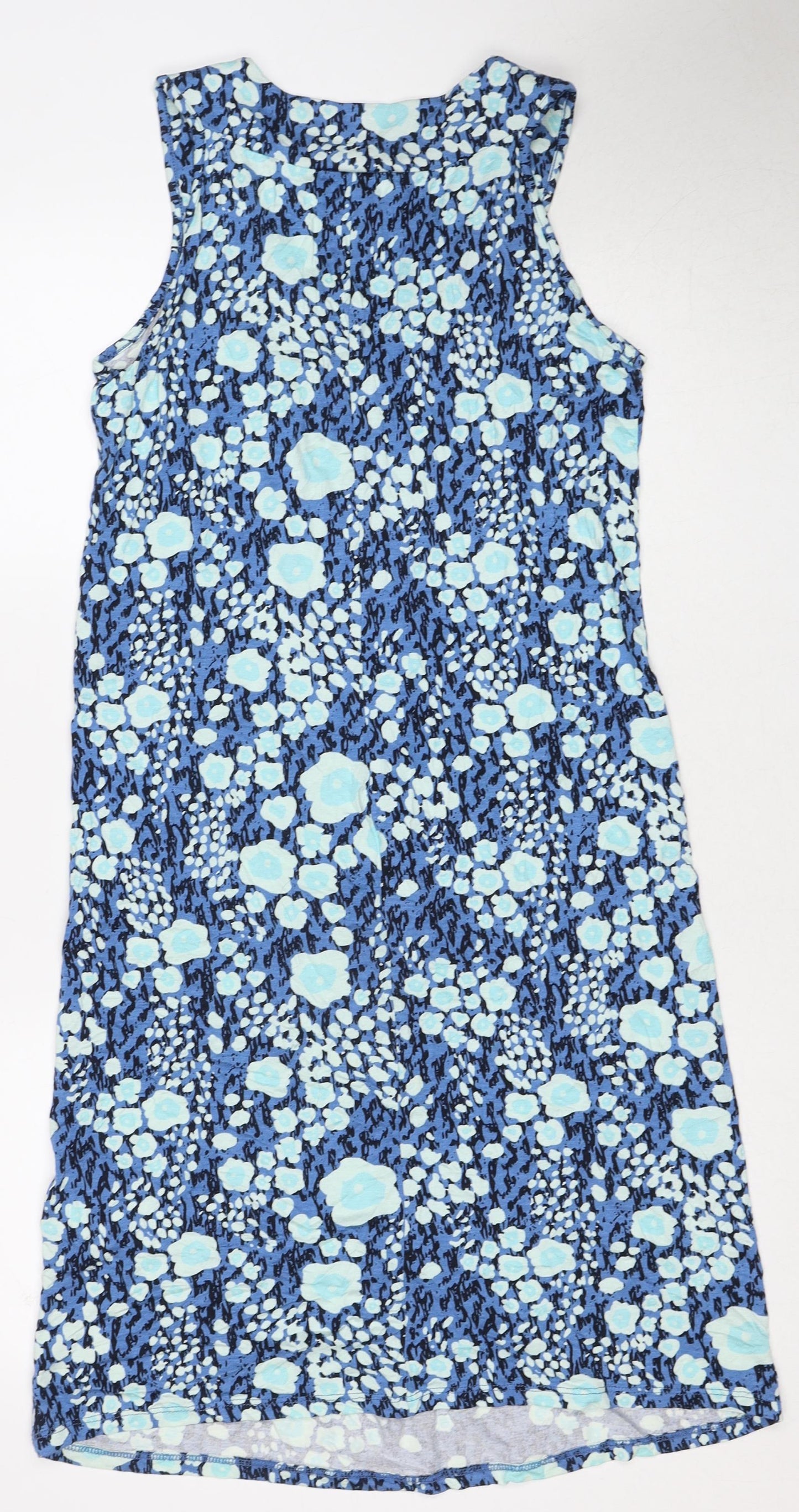 Laura Torelli collection Womens Blue Geometric Viscose A-Line Size S Round Neck Pullover