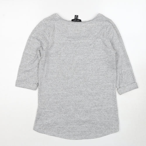 New Look Womens Grey Round Neck Polyester Pullover Jumper Size 8