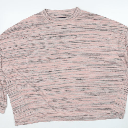Marks and Spencer Womens Pink Round Neck Geometric Polyester Pullover Jumper Size 24