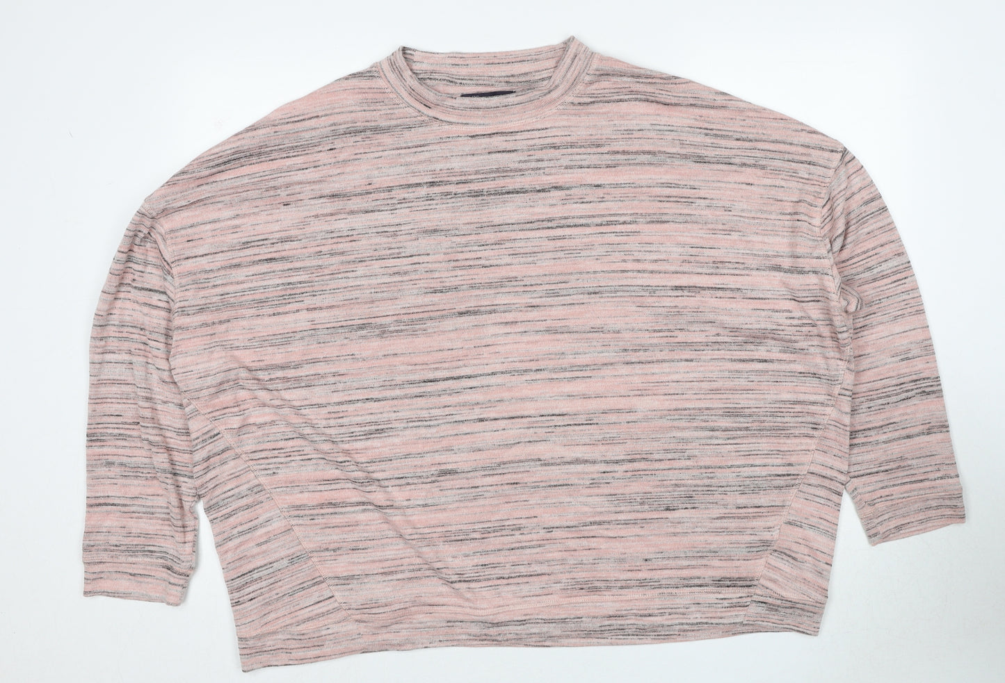 Marks and Spencer Womens Pink Round Neck Geometric Polyester Pullover Jumper Size 24