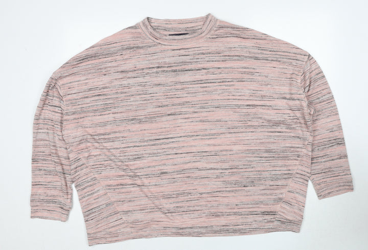 Marks and Spencer Womens Pink Round Neck Geometric Polyester Pullover Jumper Size 24