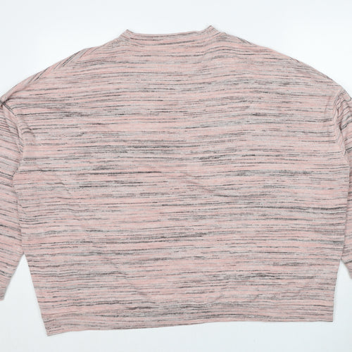 Marks and Spencer Womens Pink Round Neck Geometric Polyester Pullover Jumper Size 24
