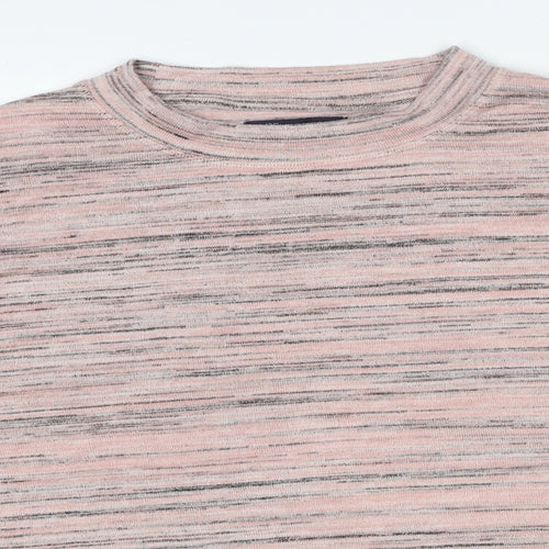 Marks and Spencer Womens Pink Round Neck Geometric Polyester Pullover Jumper Size 24