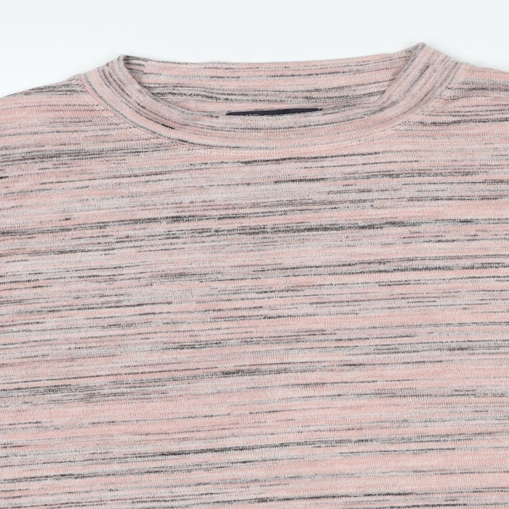 Marks and Spencer Womens Pink Round Neck Geometric Polyester Pullover Jumper Size 24