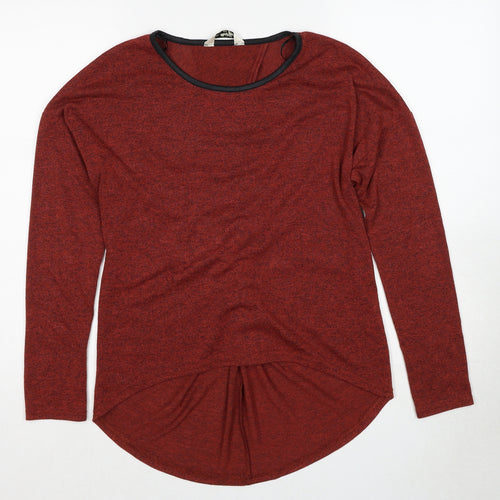 Miss Selfridge Womens Brown Round Neck Geometric Polyester Pullover Jumper Size 8 - Twist Detail