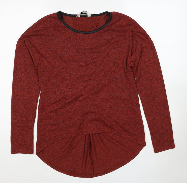 Miss Selfridge Womens Brown Round Neck Geometric Polyester Pullover Jumper Size 8 - Twist Detail
