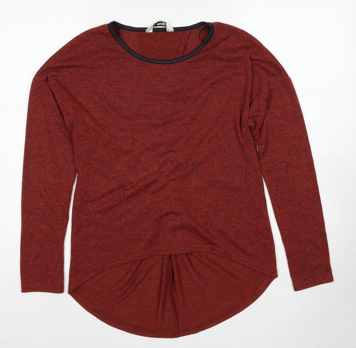 Miss Selfridge Womens Brown Round Neck Geometric Polyester Pullover Jumper Size 8 - Twist Detail