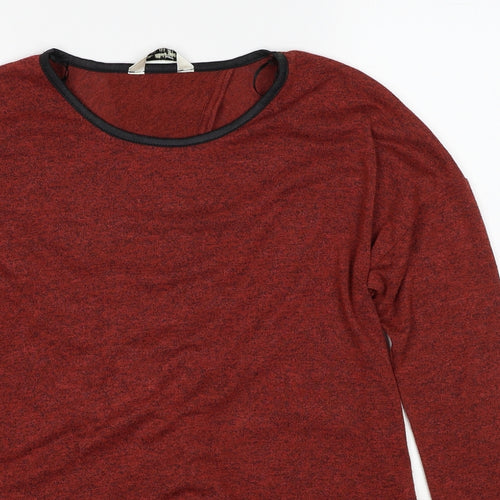 Miss Selfridge Womens Brown Round Neck Geometric Polyester Pullover Jumper Size 8 - Twist Detail