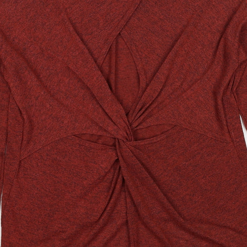 Miss Selfridge Womens Brown Round Neck Geometric Polyester Pullover Jumper Size 8 - Twist Detail