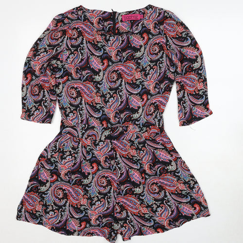 Boohoo Womens Multicoloured Paisley Polyester Playsuit One-Piece Size 8 Zip