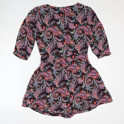 Boohoo Womens Multicoloured Paisley Polyester Playsuit One-Piece Size 8 Zip