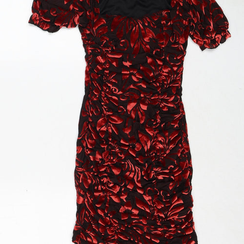Nasty Gal Womens Multicoloured Floral Polyester Bodycon Size 6 Round Neck Pullover